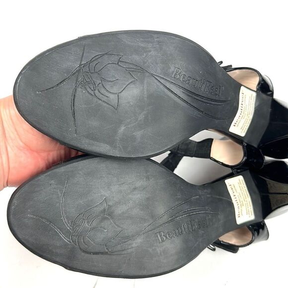 New BeautiFeel Adele Black Leather Patent Leather Heeled Sandal EUR 42 US 11 - Picture 11 of 16